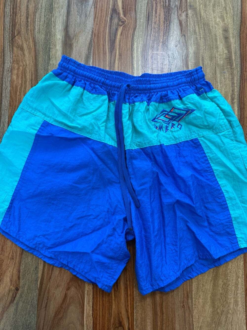 Vintage 90s Umbro Nylon Color Block Soccer Shorts  Medium Made in USA